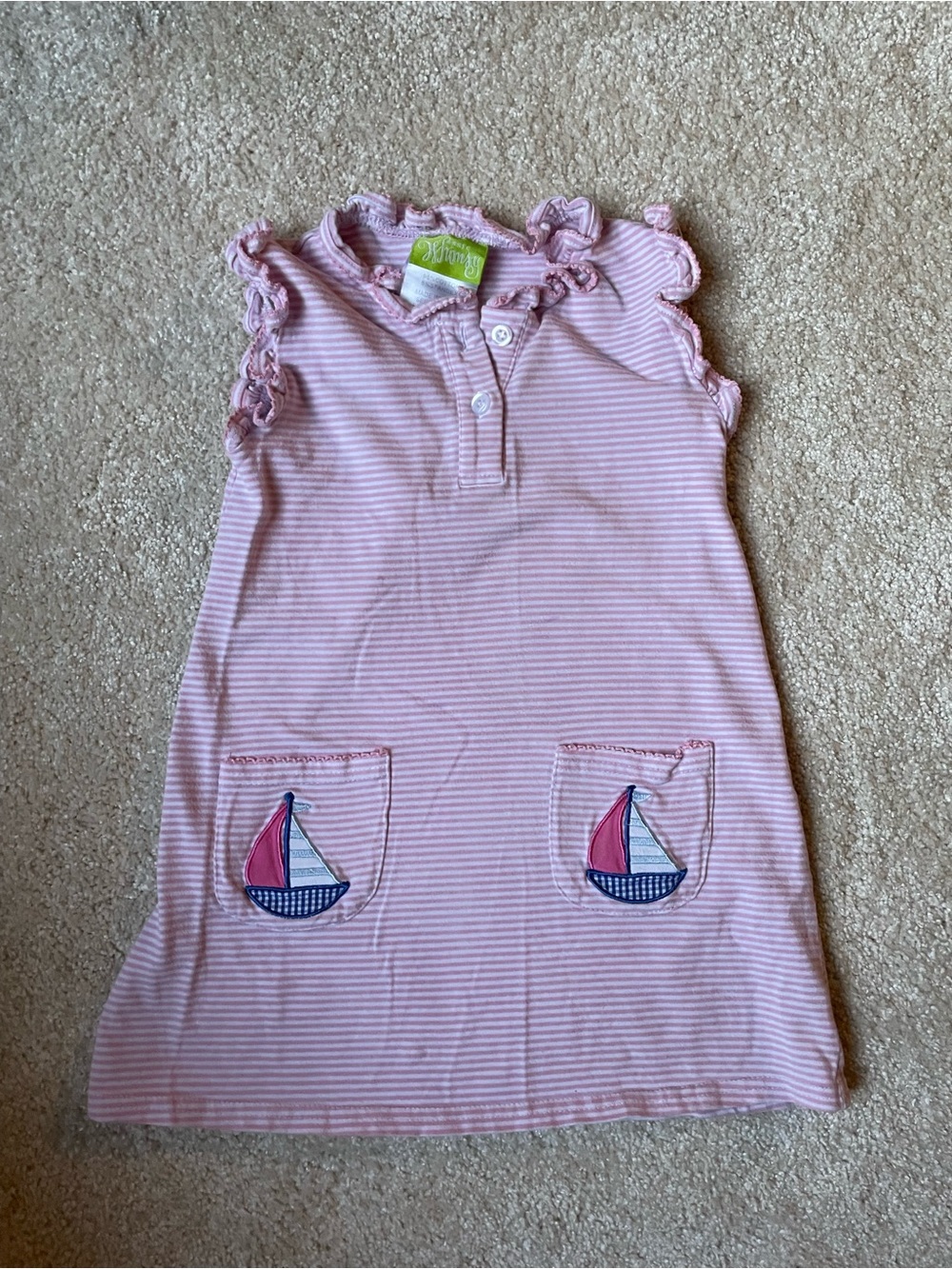 Classic Whimsy Pink Striped Sailboat Pocket Nightgown